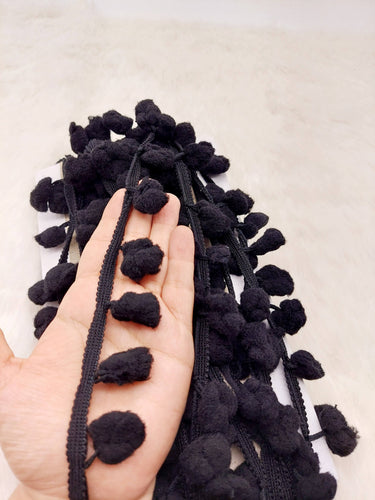 9 yards x Wholesale Black Grey White Pom Pom Fringe Trim, Pompom Trimming, Tassels